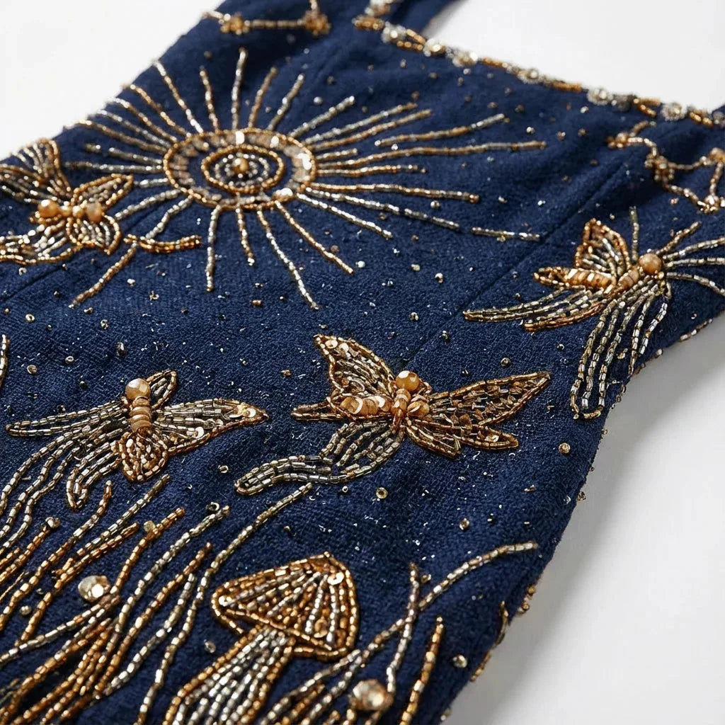Square Neck Embellished Mini Dress
