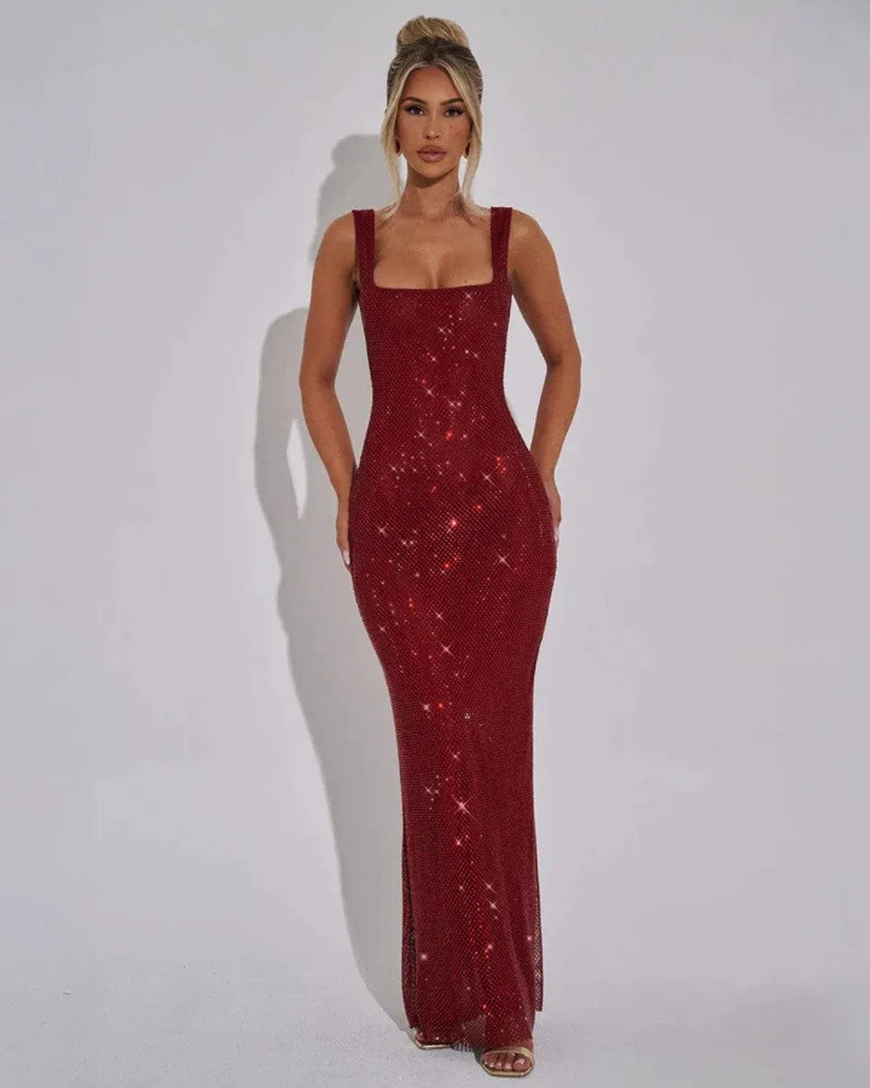 Embellished Sequin Sleeveless Maxi Dress