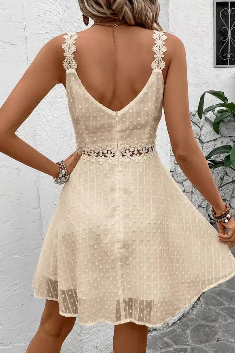 Floral Lace Waist Strappy Mini Dress