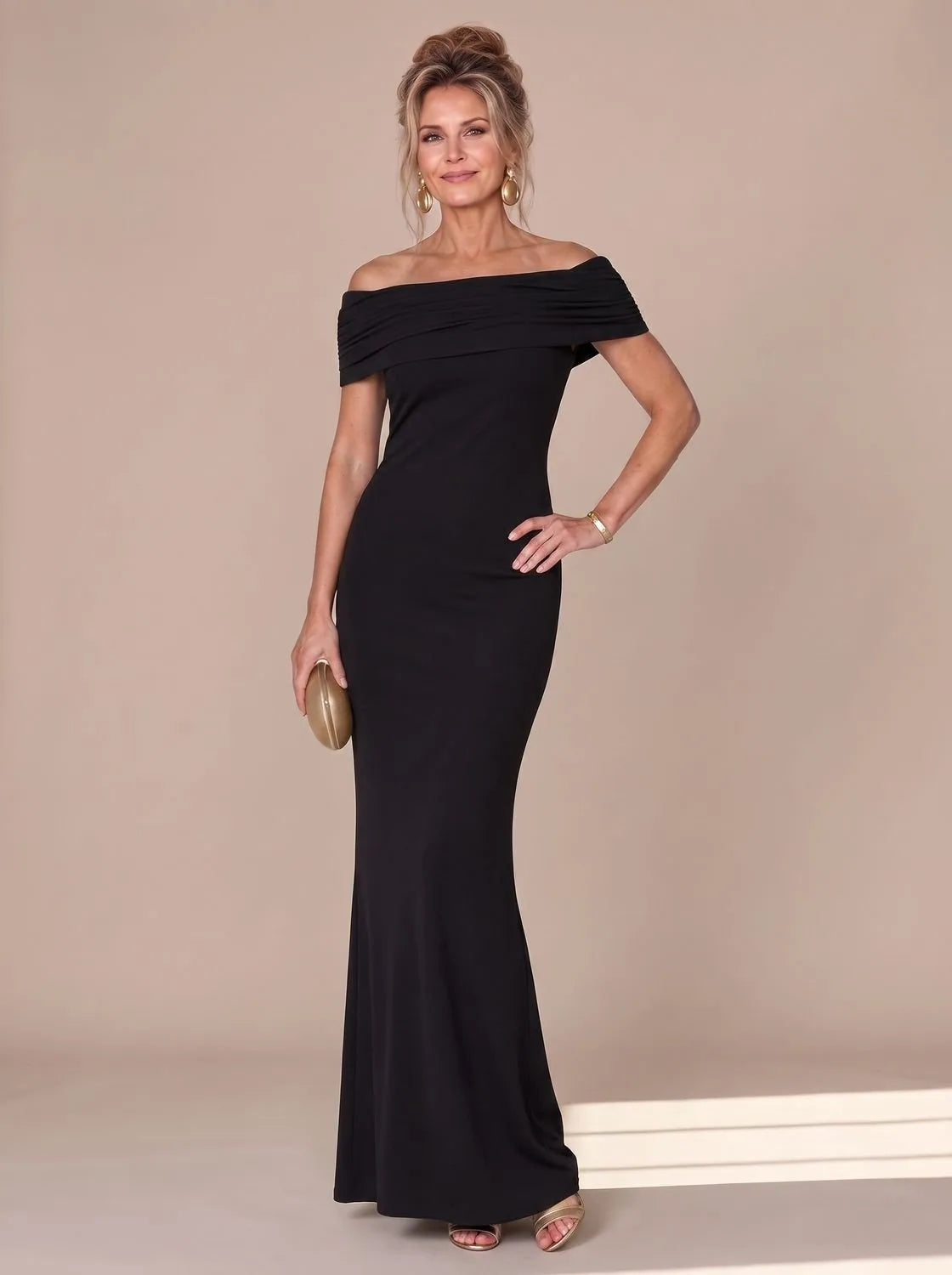 Off Shoulder Twist Back Formal Maxi Dress