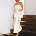 Strapless Open Back Evening Maxi Dress