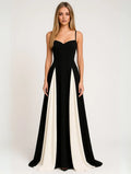 Contrast Panel Sweetheart Formal Maxi Dress