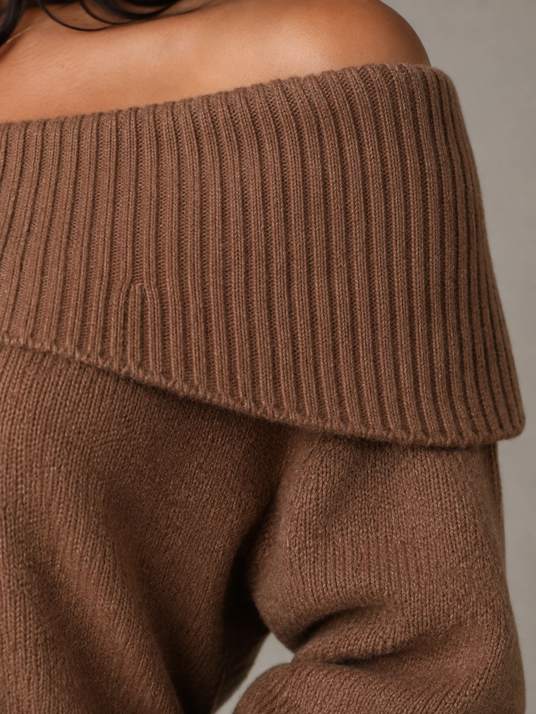 Off Shoulder Fold Over Knit Sweater — source view 5