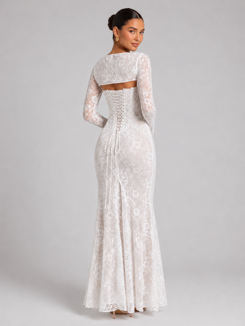 Long Sleeve Lace Corset Maxi Dress — source view 3