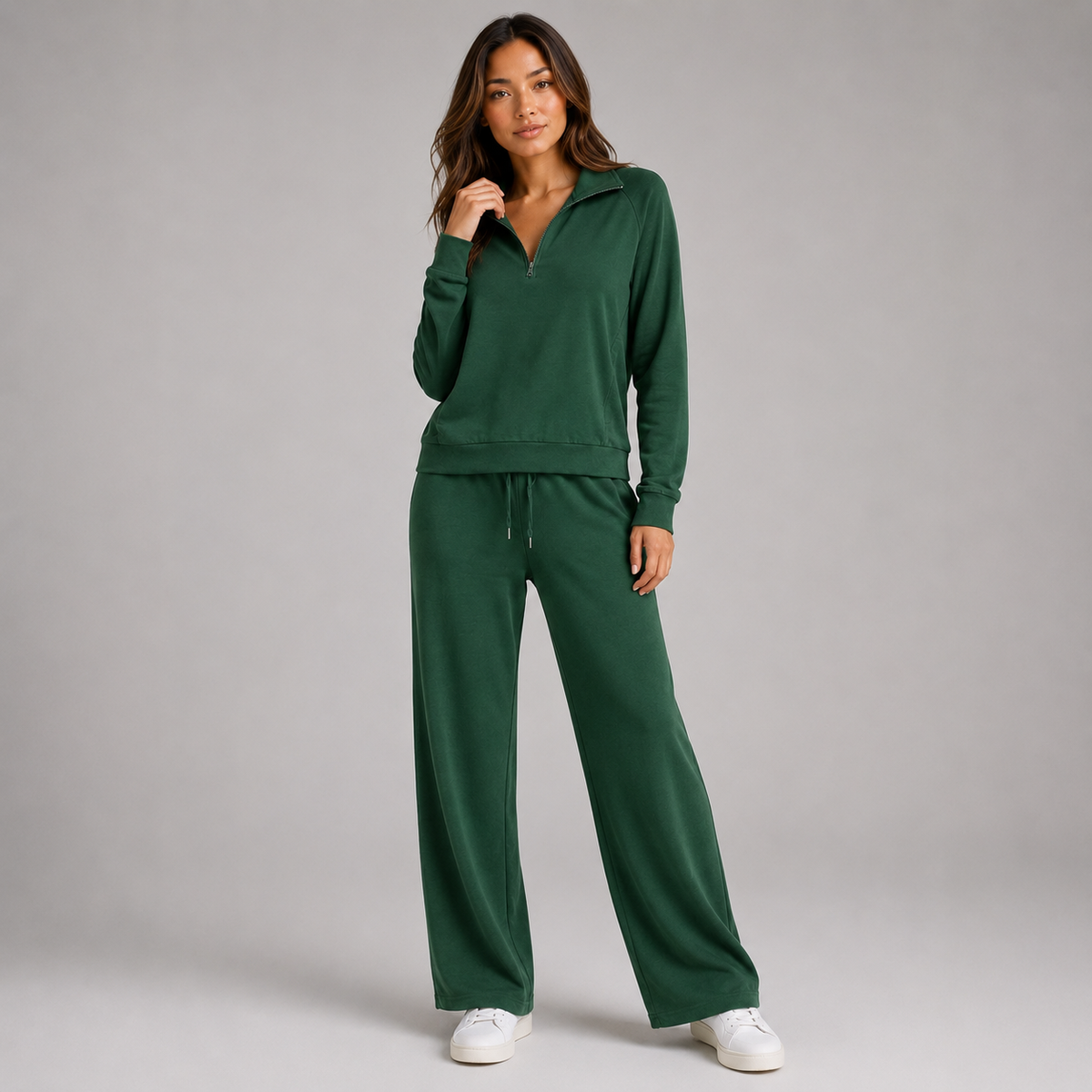 Half Zip Sweatshirt and Wide Leg Lounge Set — source view 7