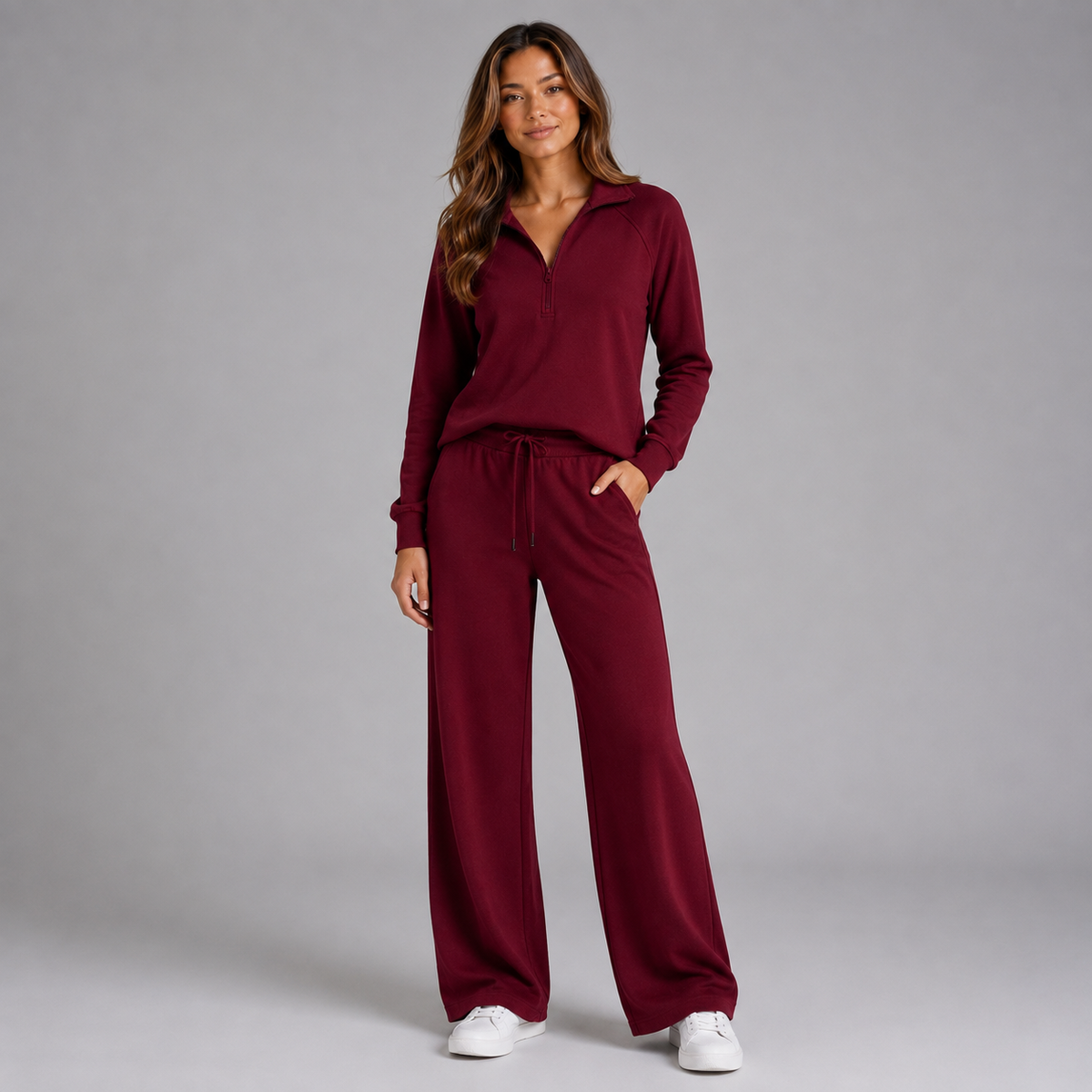 Half Zip Sweatshirt and Wide Leg Lounge Set — source view 6