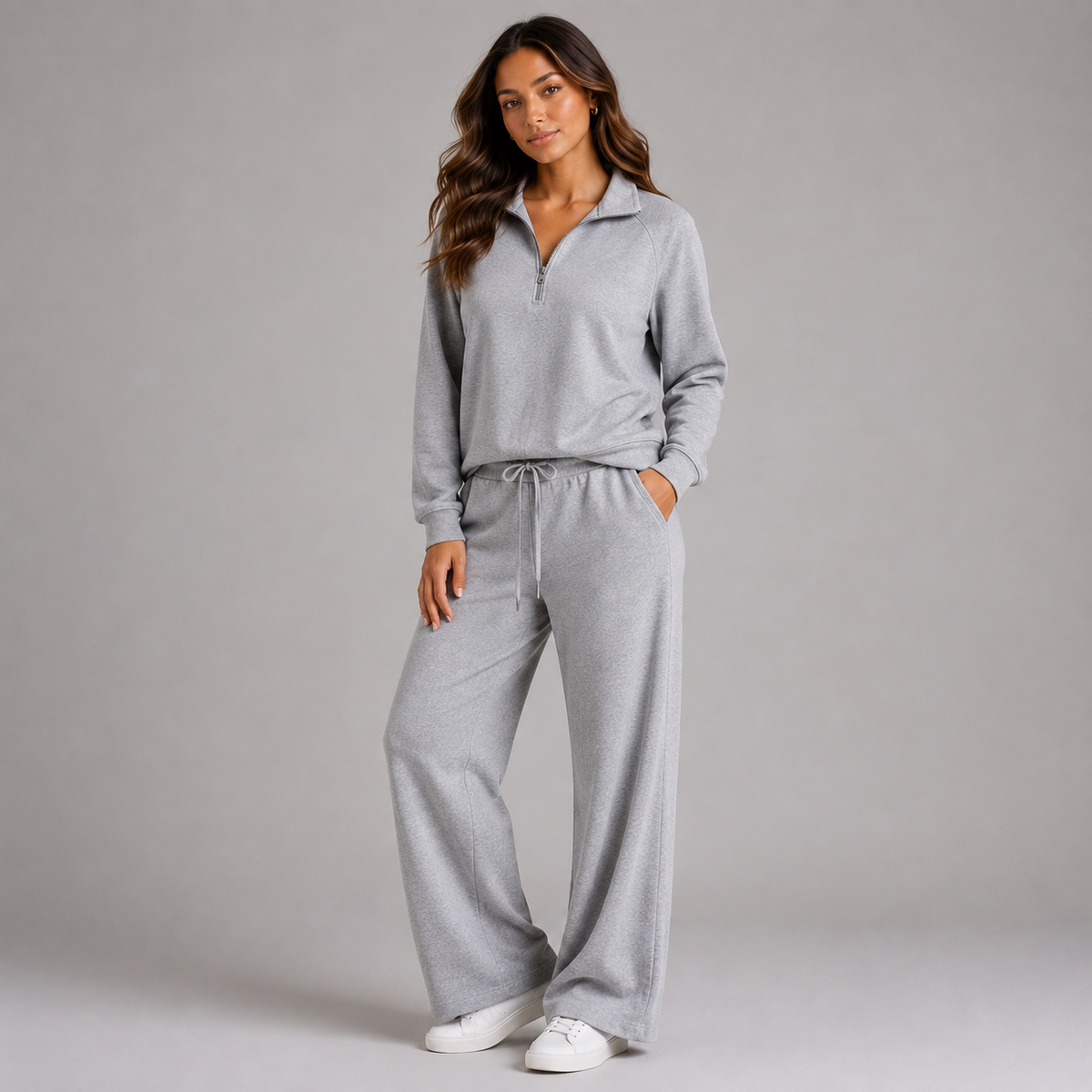 Half Zip Sweatshirt and Wide Leg Lounge Set — source view 5
