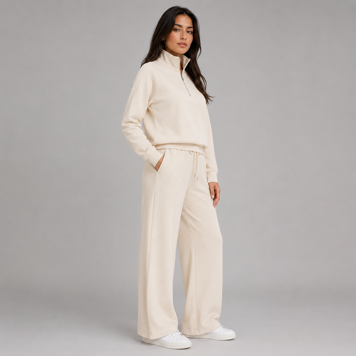 Half Zip Sweatshirt and Wide Leg Lounge Set — source view 3