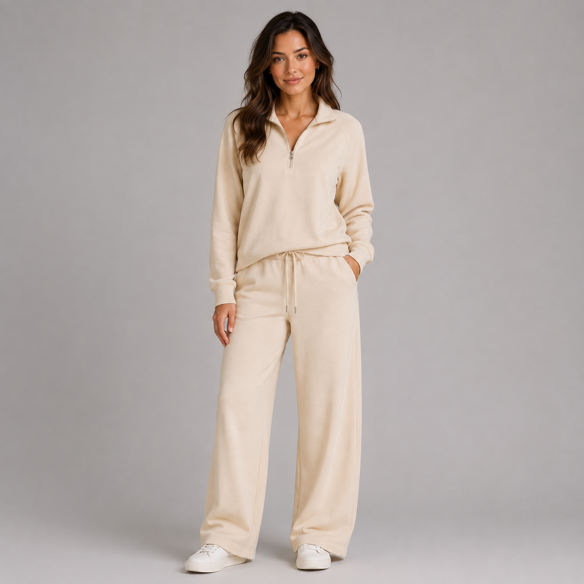 Half Zip Sweatshirt and Wide Leg Lounge Set — source view 1
