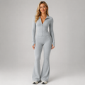 Ribbed Zip Top and Flared Pants Set — source view 1