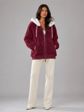Sherpa Fleece Zip Hoodie with Contrast Lining — source view 1