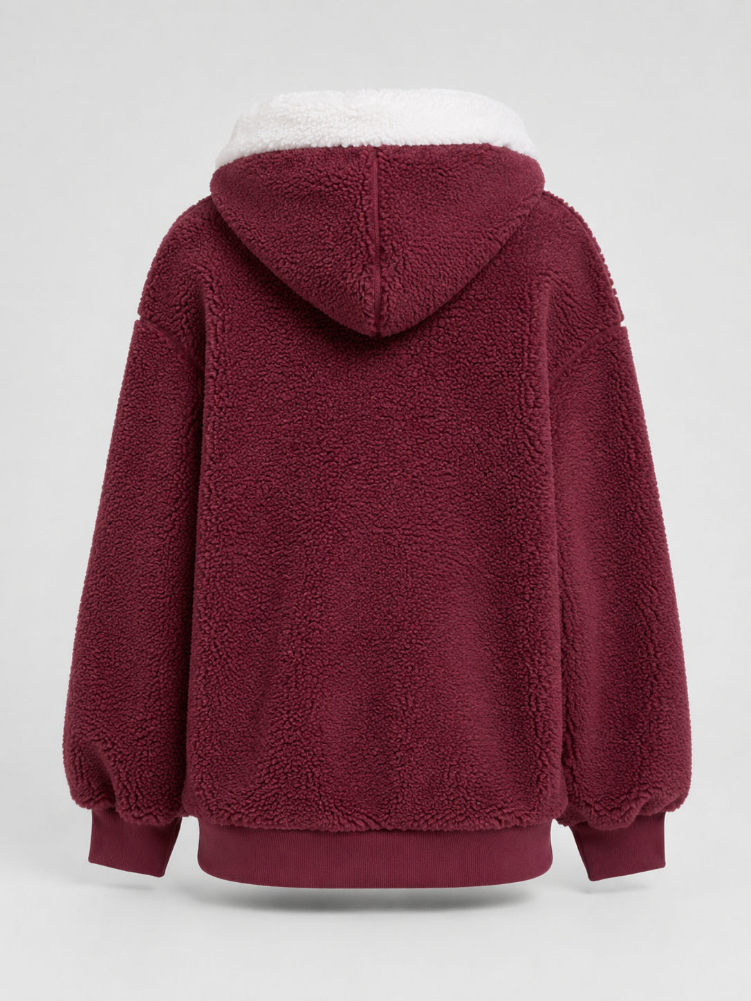Sherpa Fleece Zip Hoodie with Contrast Lining — source view 7
