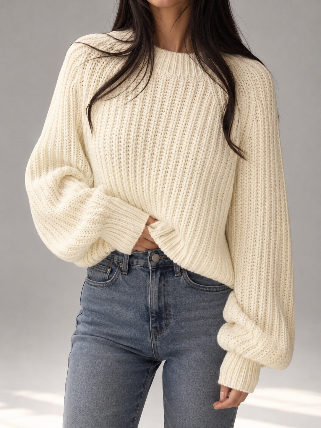 Chunky Knit Oversized Crewneck Sweater — source view 8