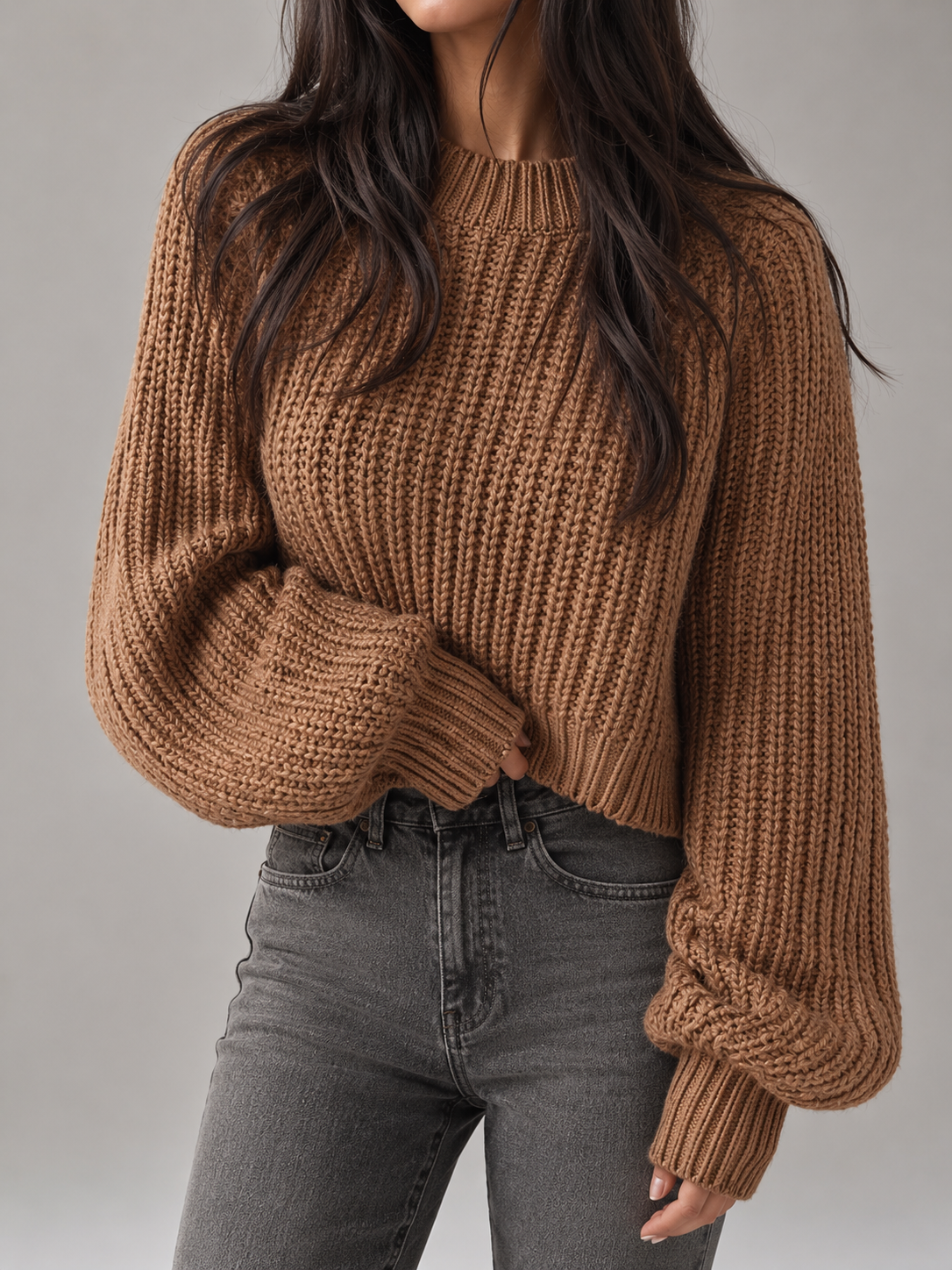 Chunky Knit Oversized Crewneck Sweater — source view 7
