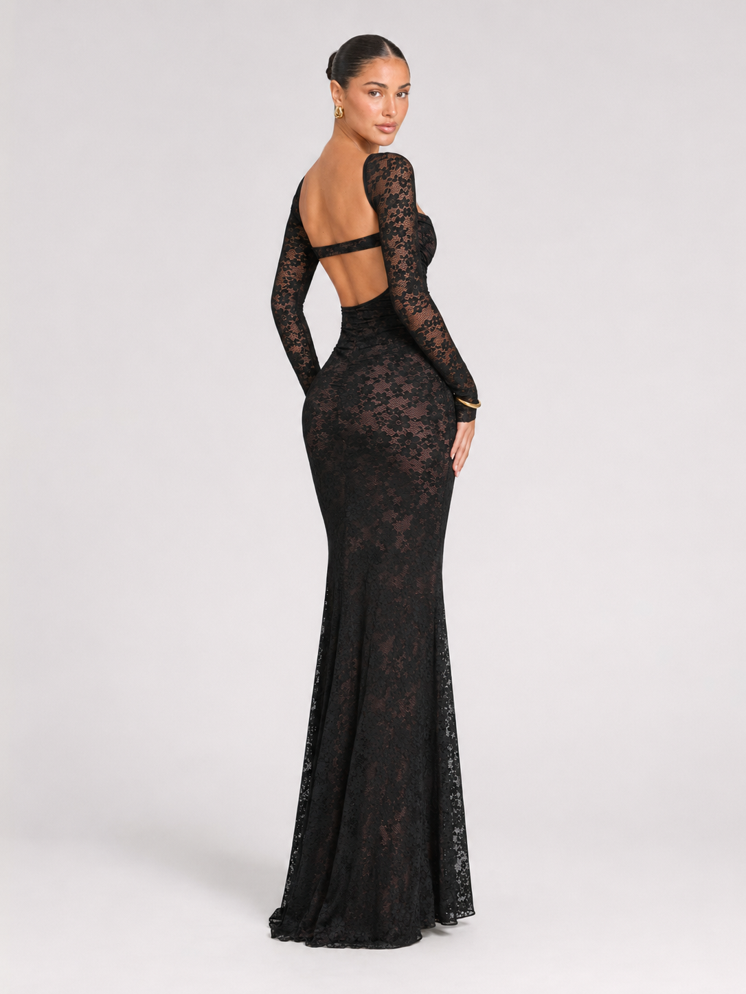 Long Sleeve Lace Corset Maxi Dress — source view 5
