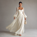 Square Neck Long Sleeve Chiffon Maxi Dress — source view 1