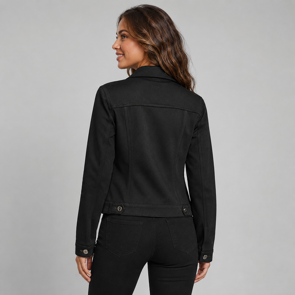 Faux Suede Button Front Trucker Jacket — source view 2