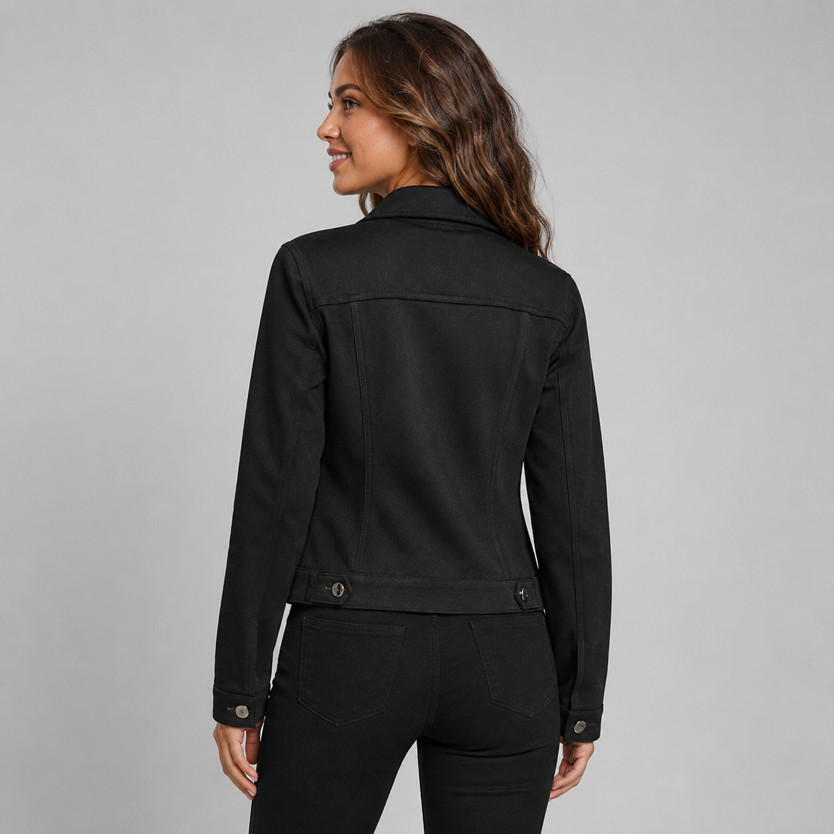 Faux Suede Button Front Trucker Jacket — source view 2