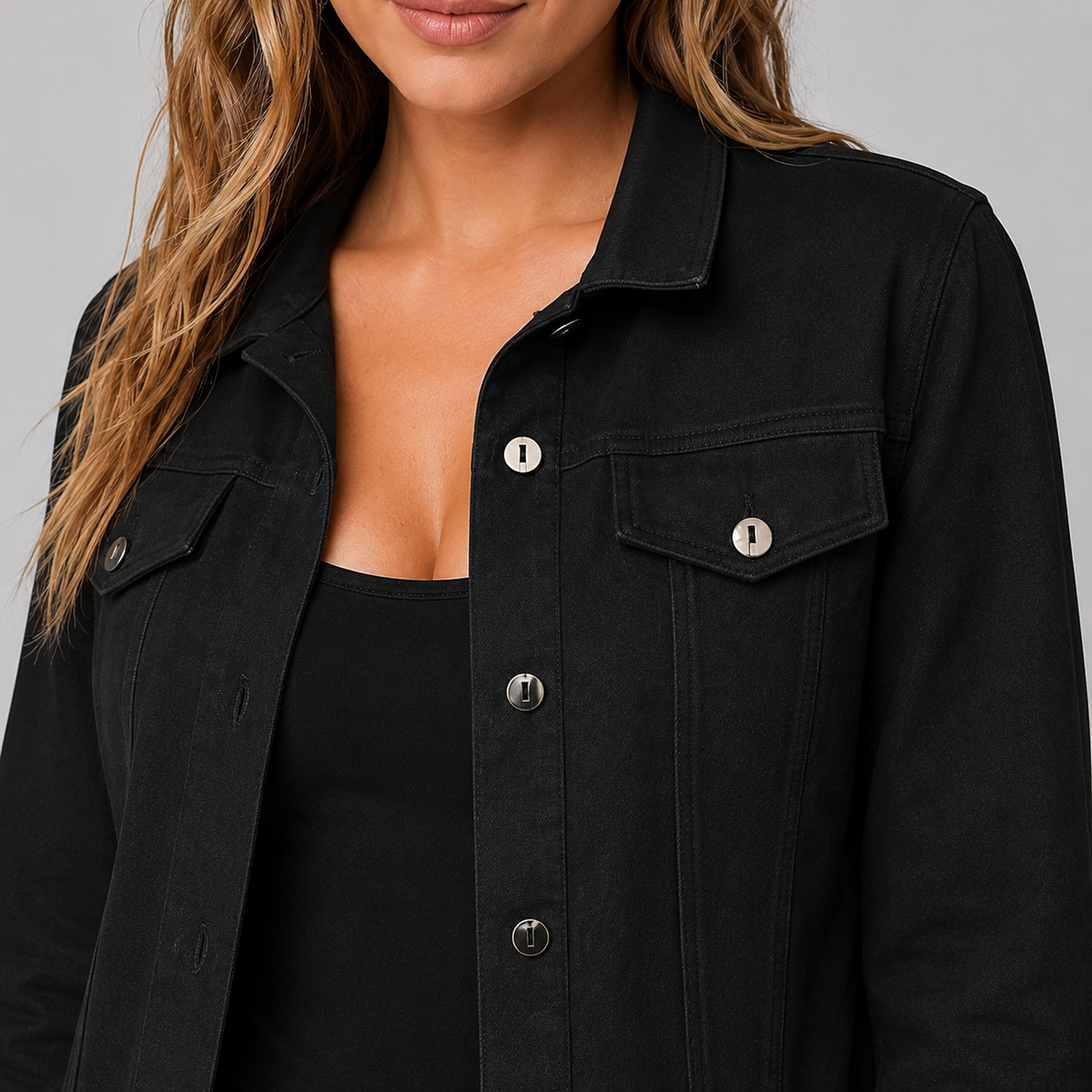 Faux Suede Button Front Trucker Jacket — source view 4