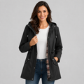 Check Lined Hooded Drawstring Rain Jacket — source view 1