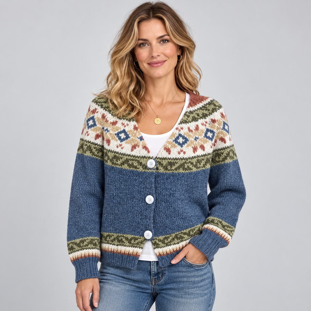 Adelia Patterned Button-Front Cardigan product image