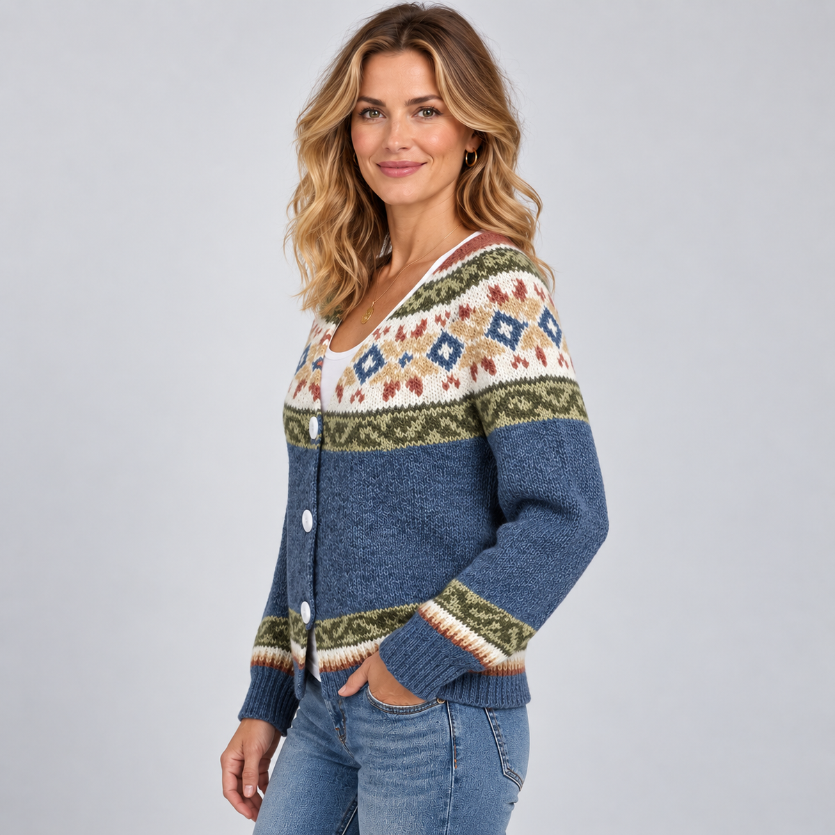 Adelia Patterned Button-Front Cardigan product image 3