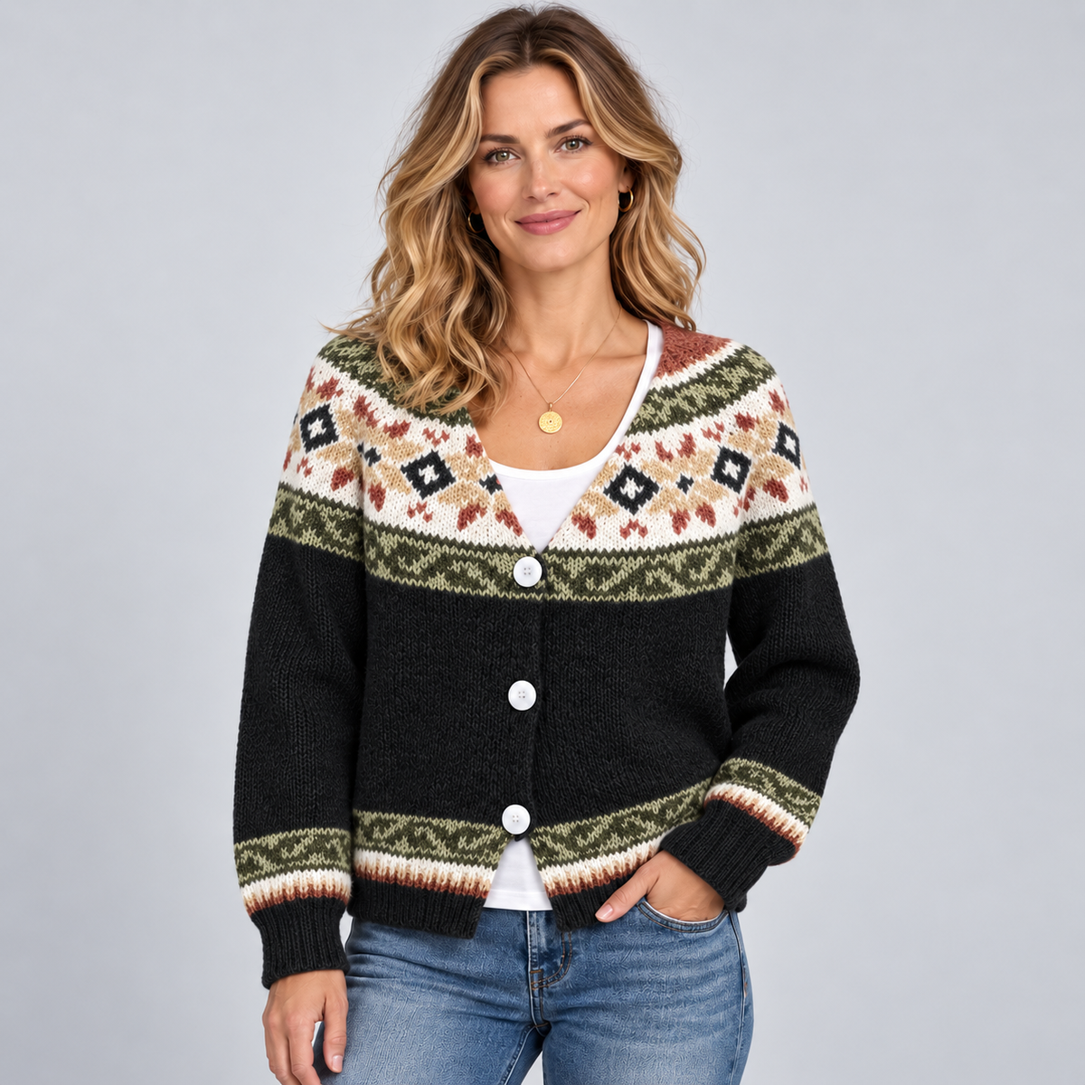 Adelia Patterned Button-Front Cardigan product image 6