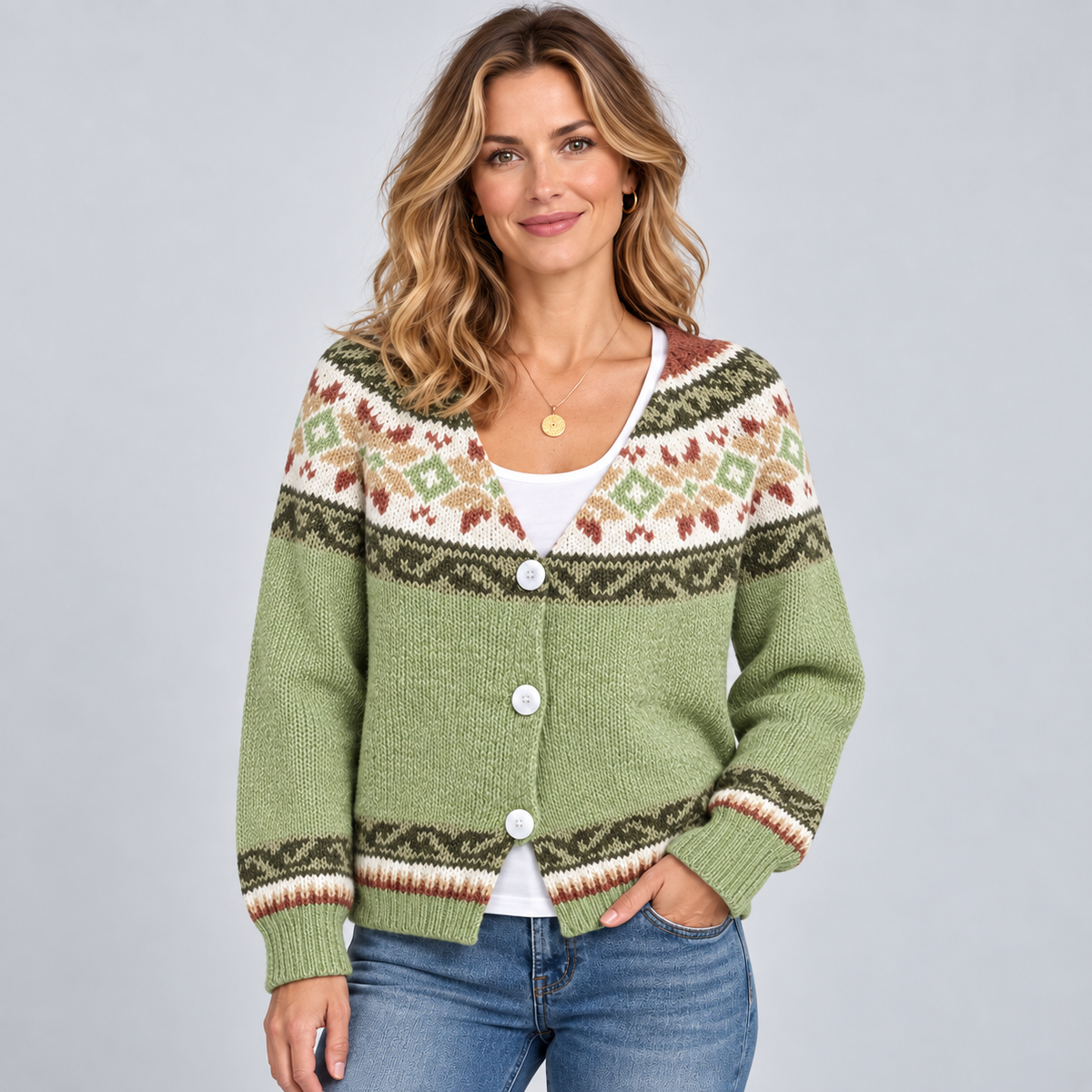 Adelia Patterned Button-Front Cardigan product image 5