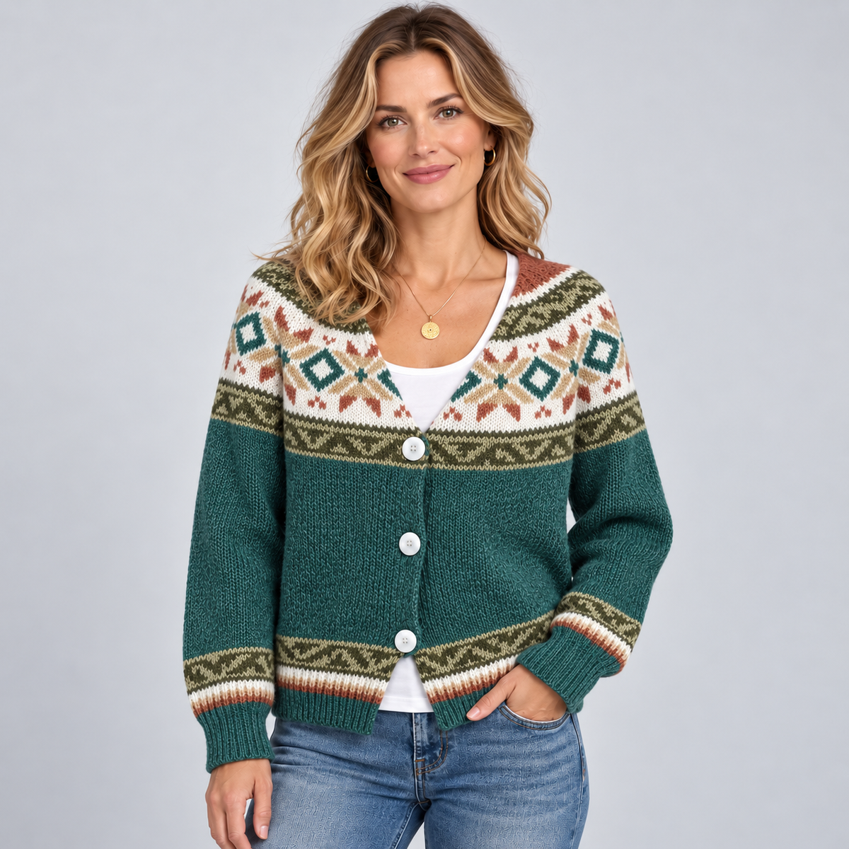 Adelia Patterned Button-Front Cardigan product image 4