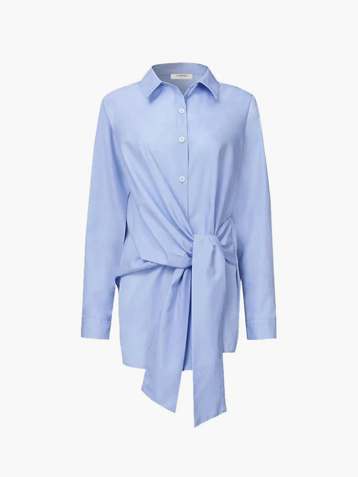 Tie Waist Button Down Shirt Blouse
