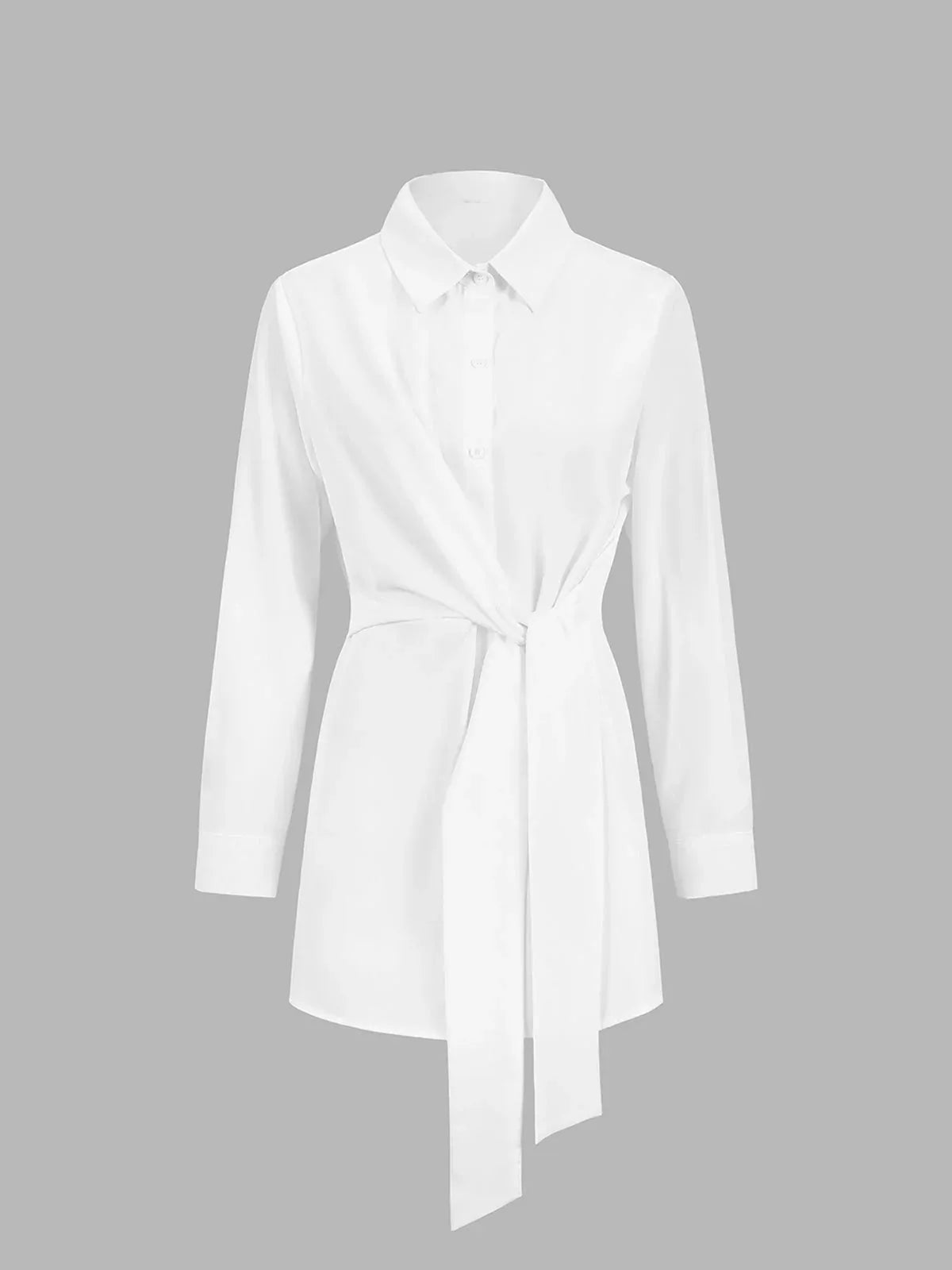 Tie Waist Button Down Shirt Blouse