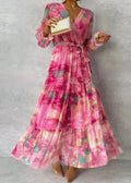 Patterned Wrap Maxi Dress