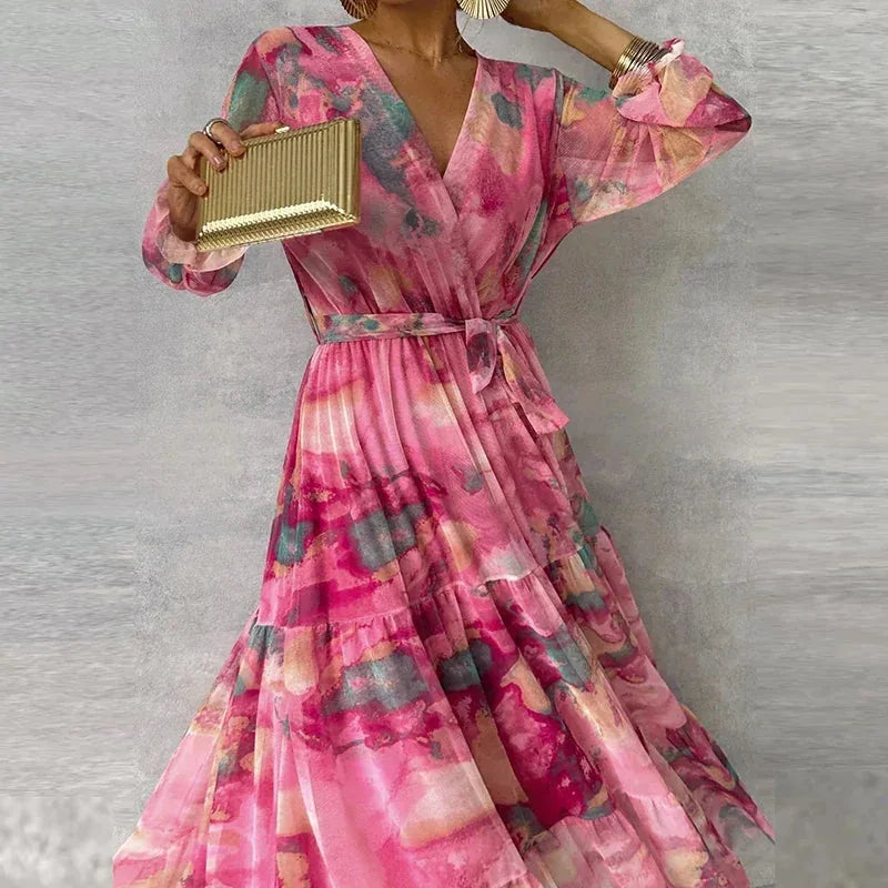 Patterned Wrap Maxi Dress