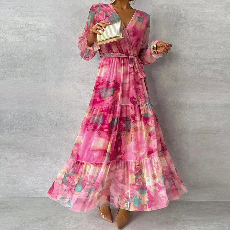 Patterned Wrap Maxi Dress