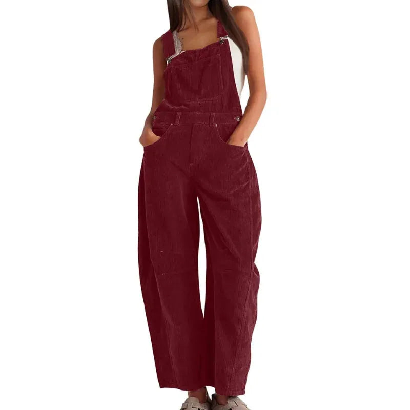 Corduroy Wide Leg Overall Dungarees