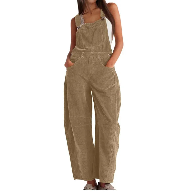 Corduroy Wide Leg Overall Dungarees