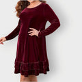 Velvet Long Sleeve Midi Dress