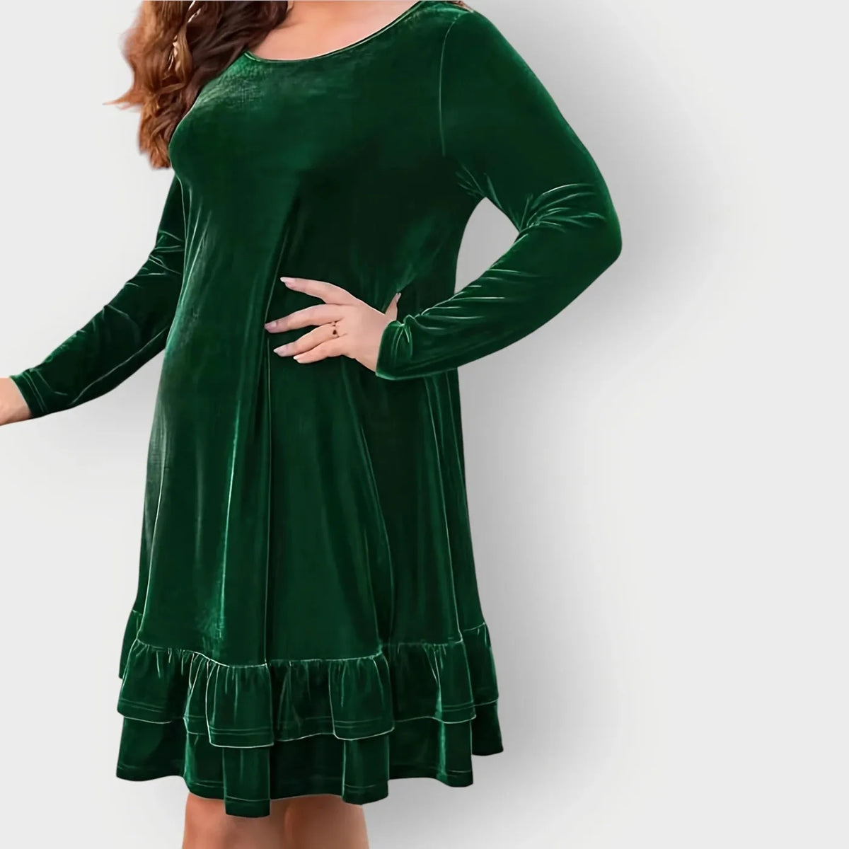 Velvet Long Sleeve Midi Dress