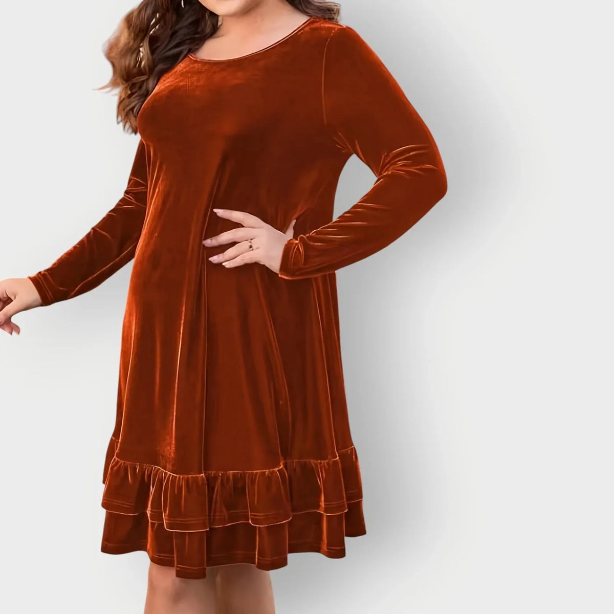 Velvet Long Sleeve Midi Dress