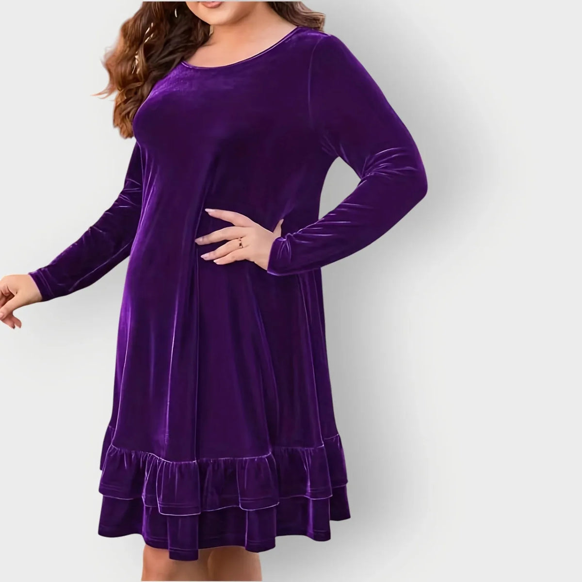 Velvet Long Sleeve Midi Dress