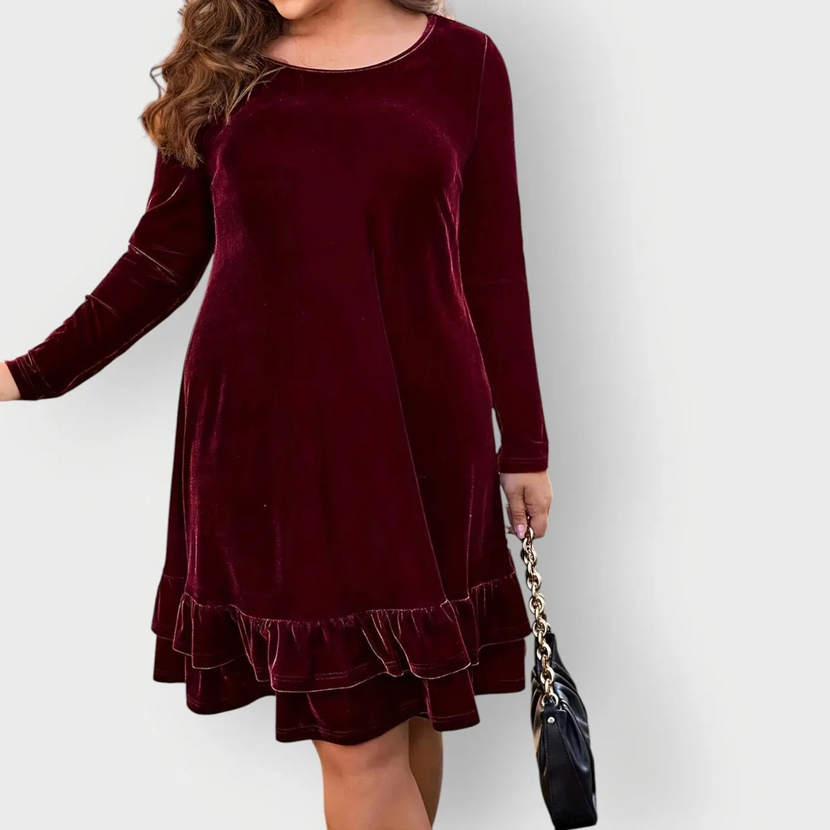 Velvet Long Sleeve Midi Dress