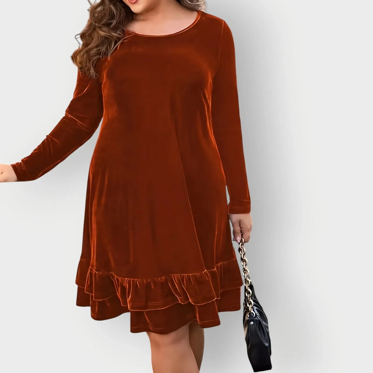 Velvet Long Sleeve Midi Dress