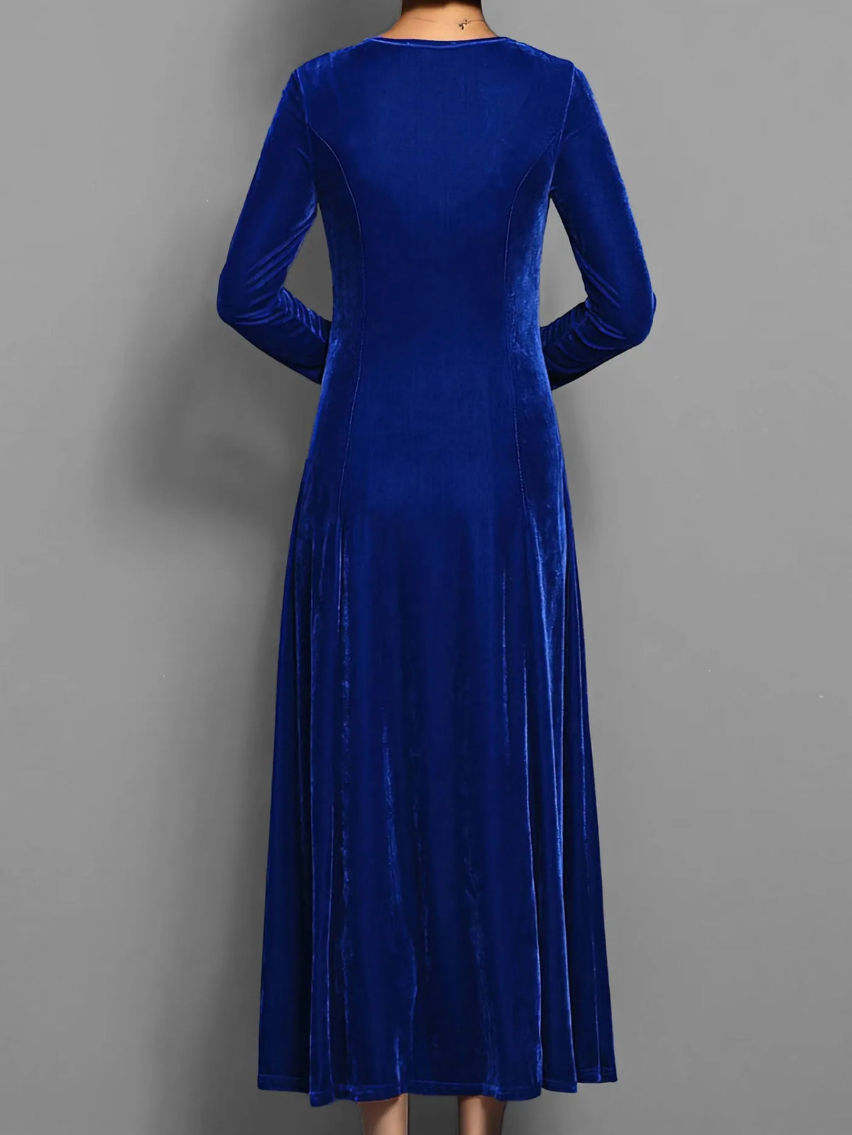 Velvet A Line Long Sleeve Midi Dress