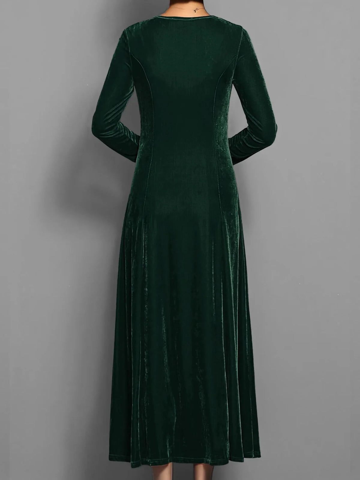 Velvet A Line Long Sleeve Midi Dress