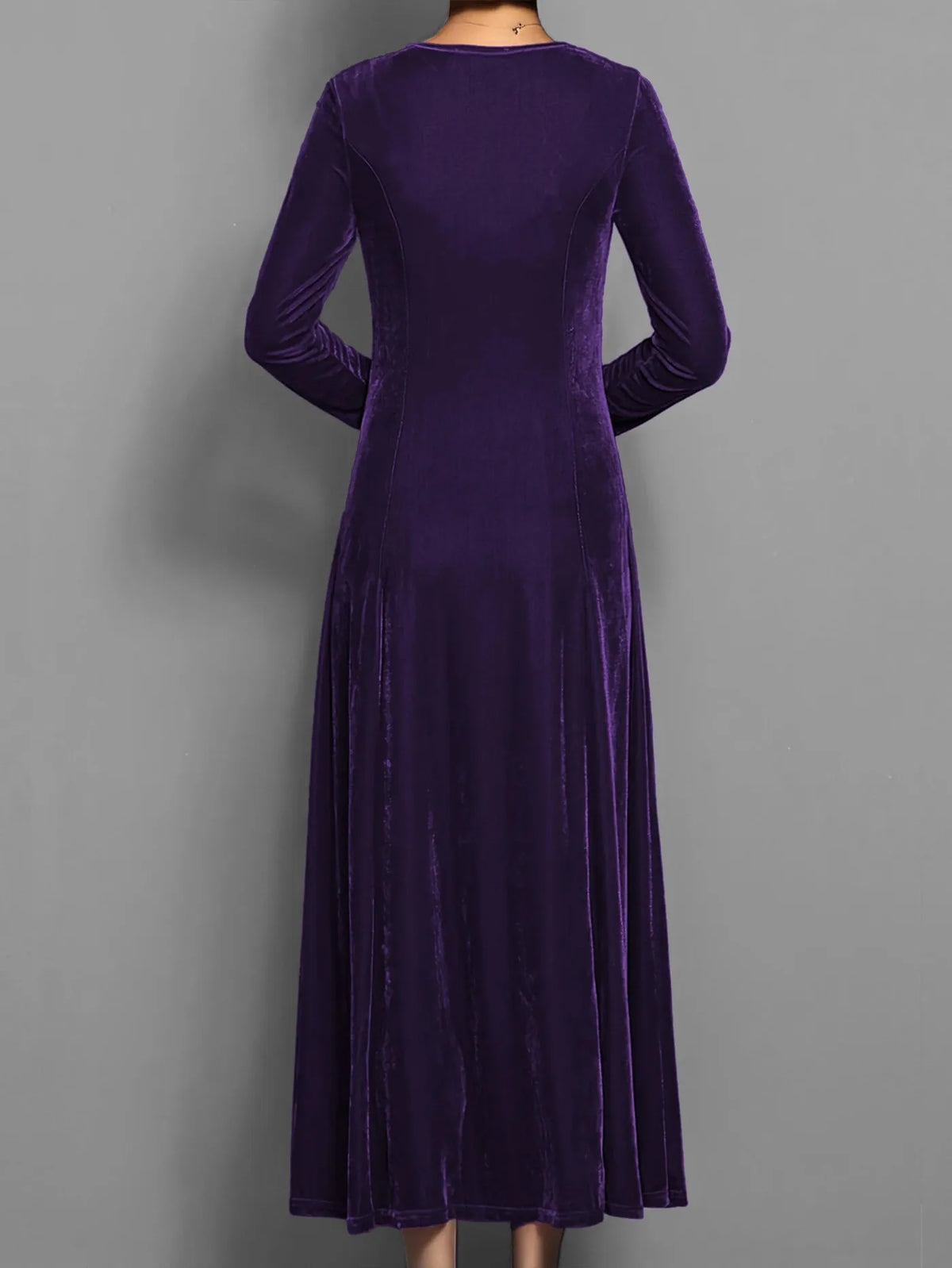 Velvet A Line Long Sleeve Midi Dress