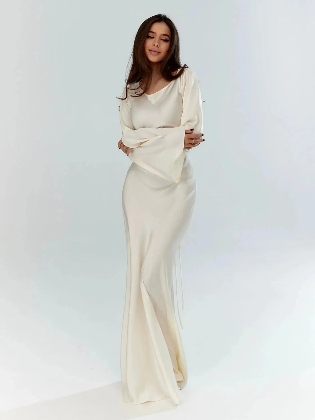 Satin Long Sleeve Maxi Dress