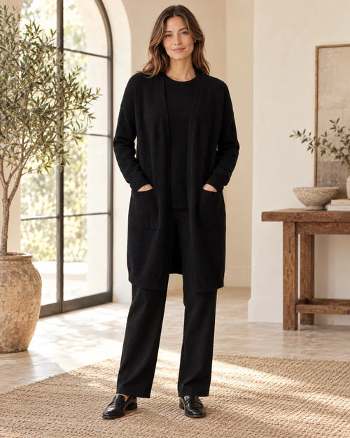 Arden Longline Cardigan in Black