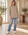 Josephina Cable Knit Sweater in Khaki