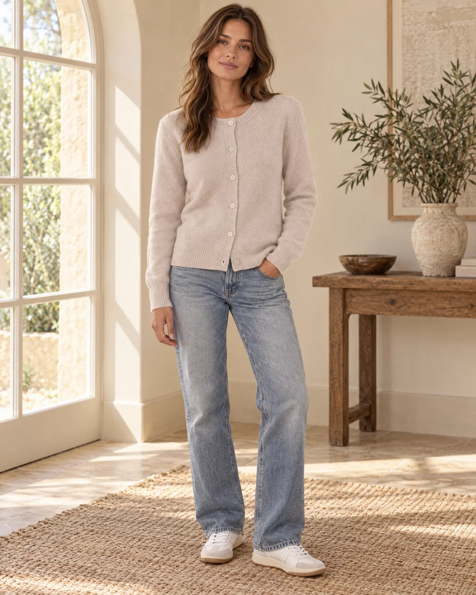 Marceline Knit Cardigan in Beige