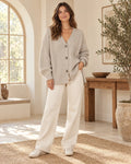 Ottilie Ribbed Cardigan in Beige